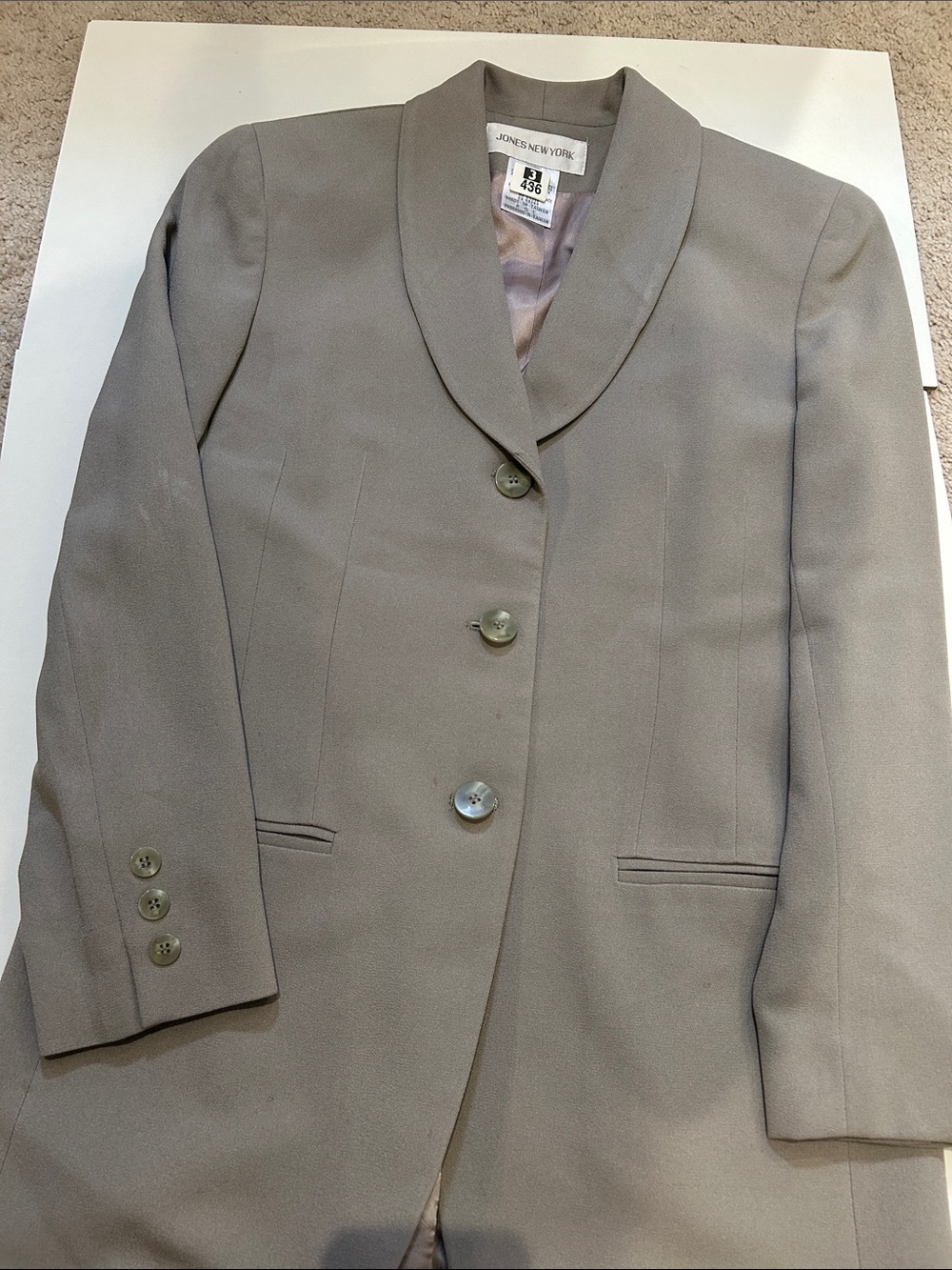Jones New York Women's Taupe Shawl-Collar Blazer